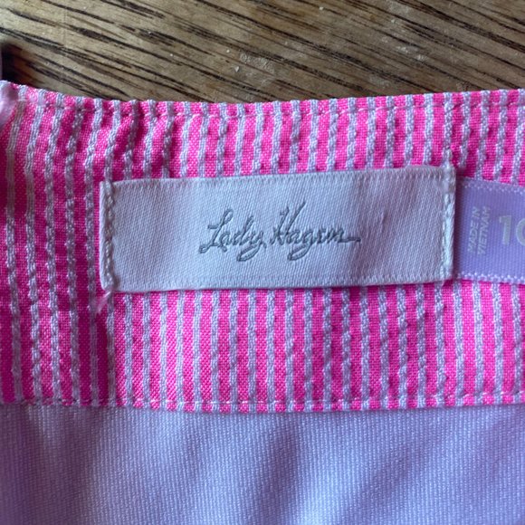 Lady Hagan Size 10 Pink with White Pin Stripes Golf Skort - Picture 3 of 5